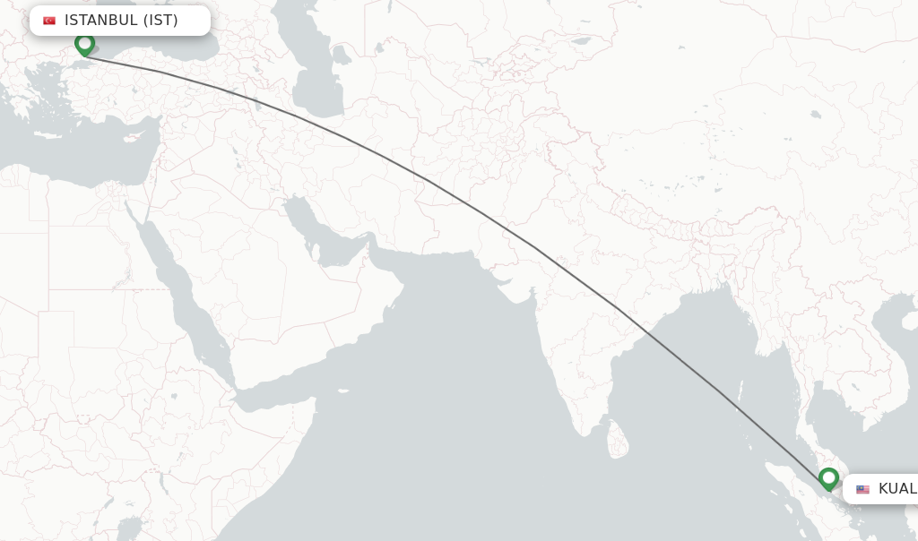 Direct (non-stop) Flights From Istanbul To Kuala Lumpur - Schedules ...