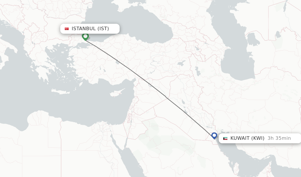 Direct non stop flights from Istanbul to Kuwait schedules