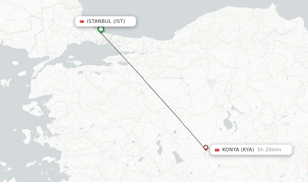 Direct non stop flights from Istanbul to Konya schedules