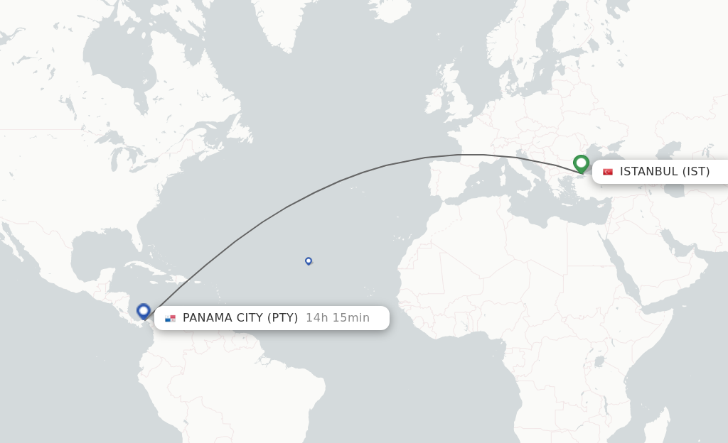 Direct non stop flights from Istanbul to Panama City schedules