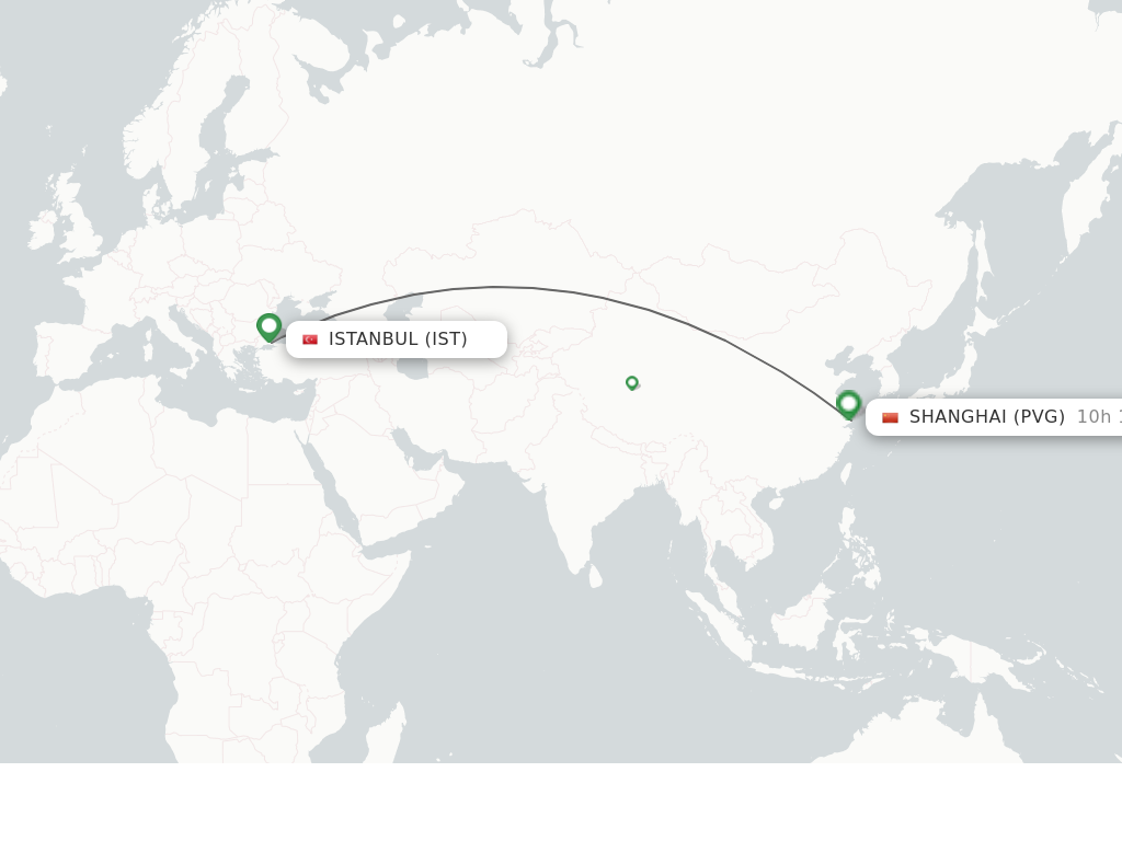 Direct non stop flights from Istanbul to Shanghai schedules