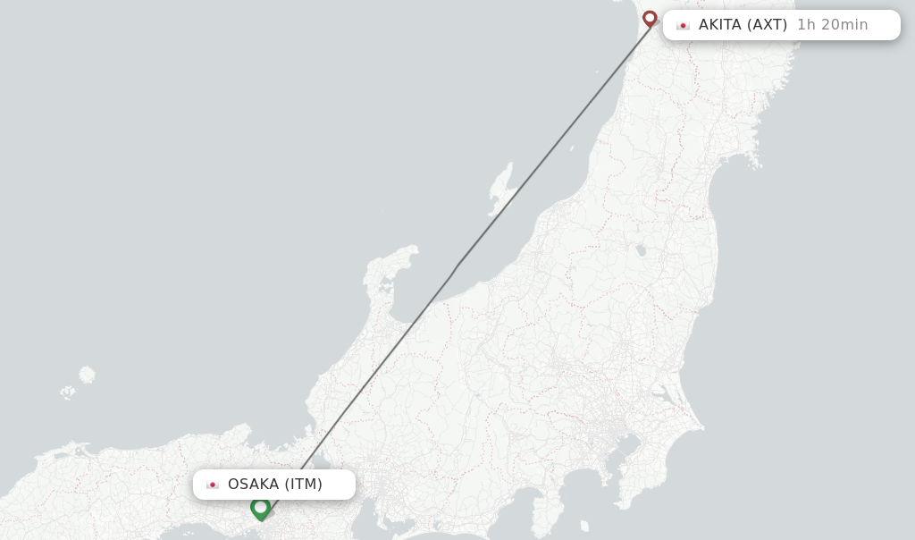 Direct (non-stop) flights from Osaka to Akita - schedules - FlightsFrom.com