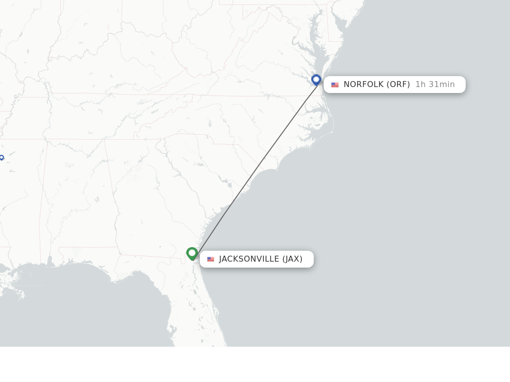 Direct non stop flights from Jacksonville to Norfolk schedules