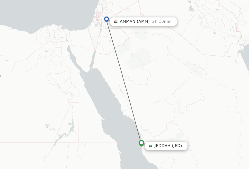 Direct (non-stop) flights from Jeddah to Amman - schedules