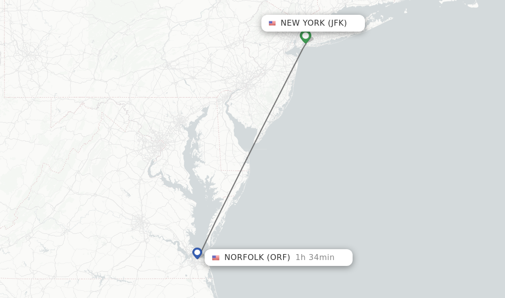 Direct non stop flights from New York to Norfolk schedules