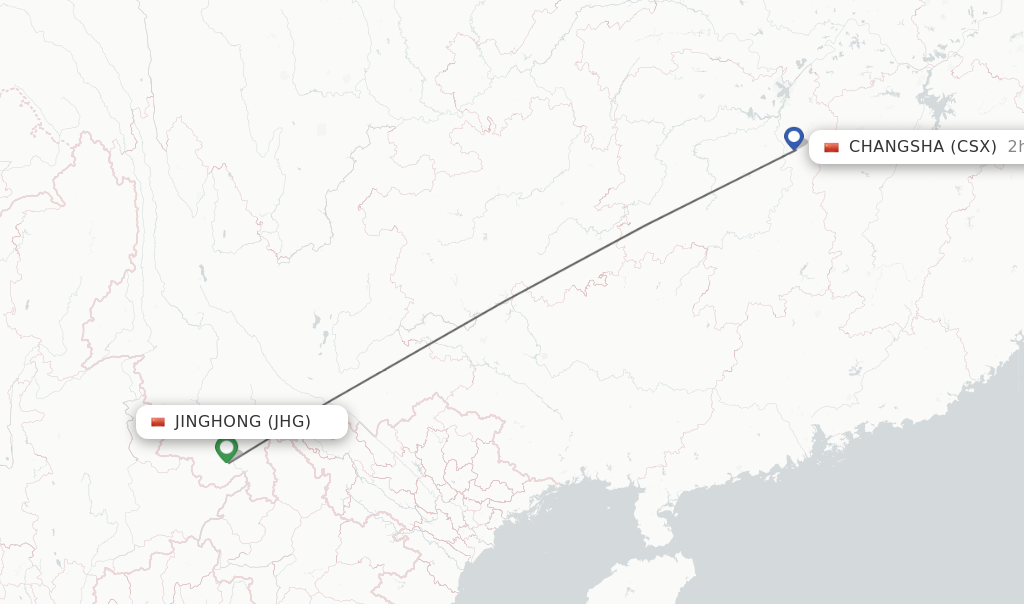 Direct (non-stop) flights from Jinghong to Changsha - schedules ...