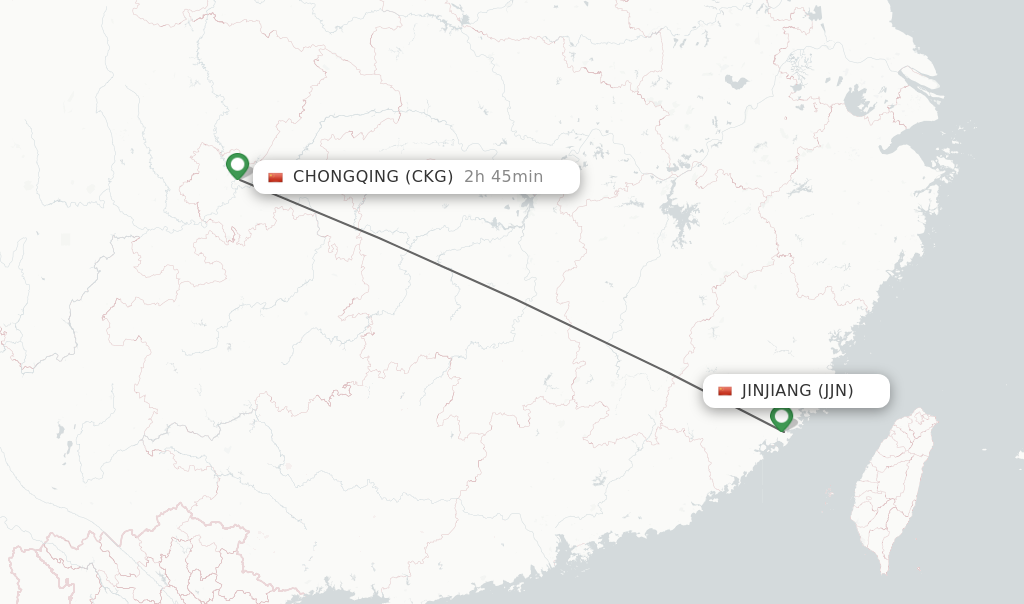 Direct non stop flights from Jinjiang to Chongqing schedules