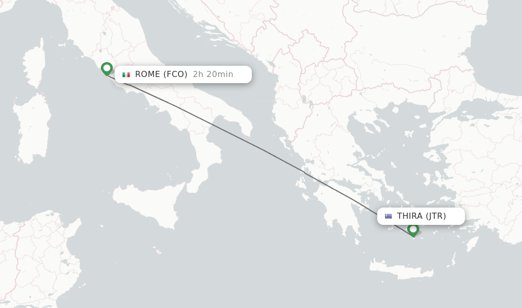 Direct non stop flights from Thira to Rome schedules