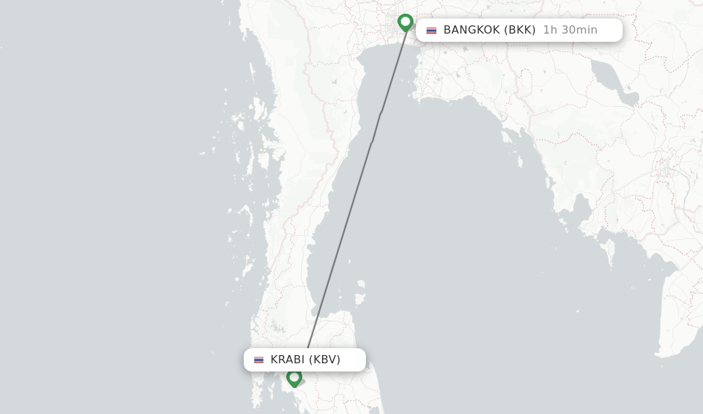 Direct non stop flights from Krabi to Bangkok schedules