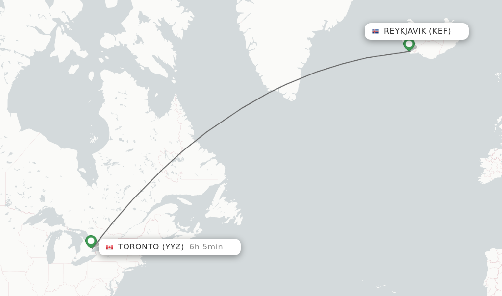 Direct non stop flights from Reykjavik to Toronto schedules