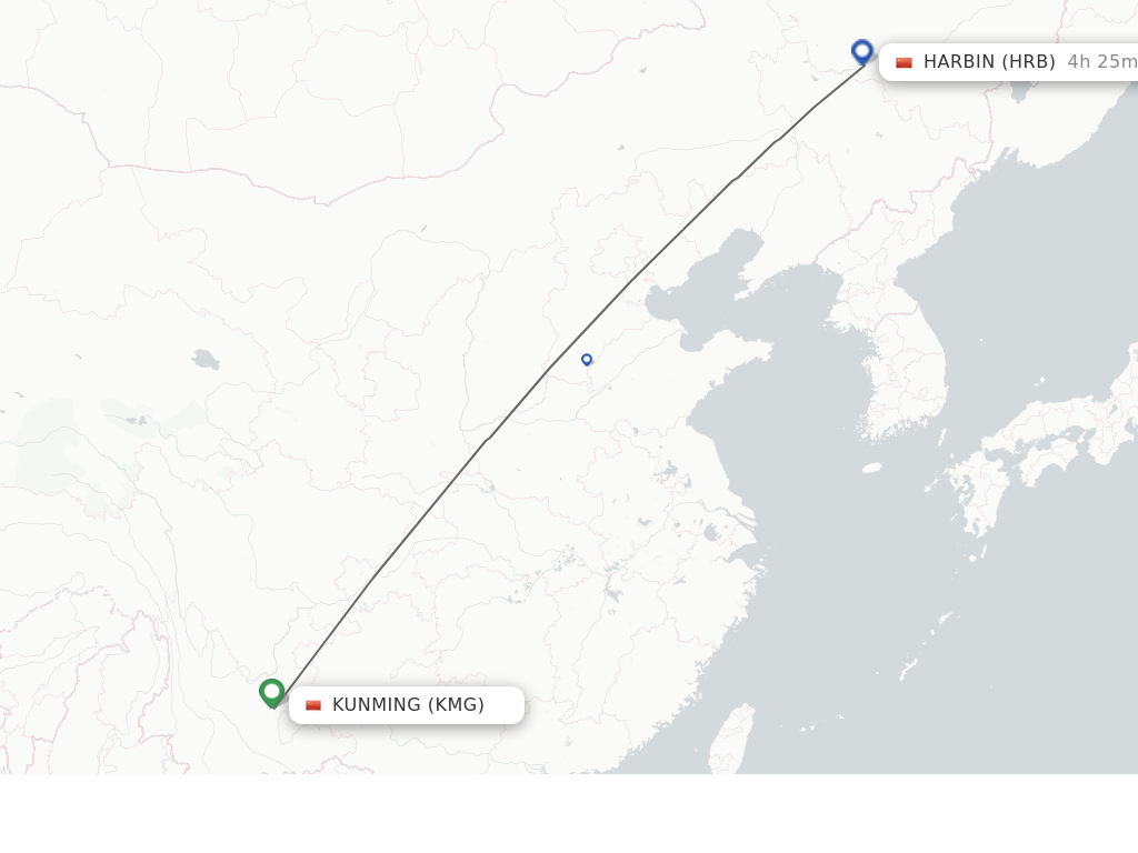 Direct (non-stop) flights from Kunming to Harbin - schedules ...