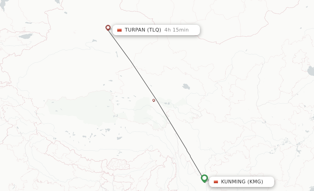 Direct (non-stop) flights from Kunming to Turpan - schedules ...