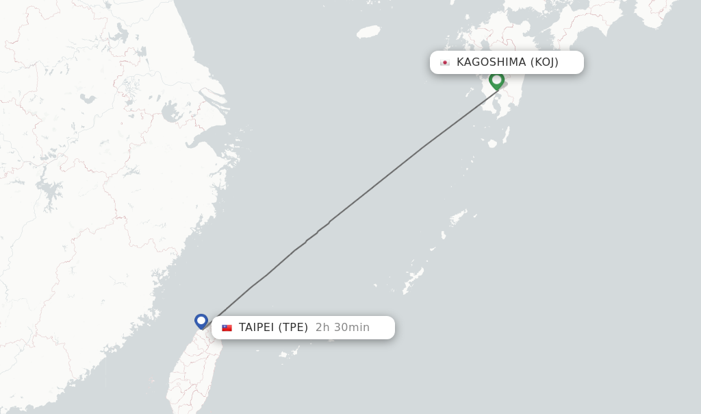 Direct (non-stop) Flights From Kagoshima To Taipei - Schedules ...