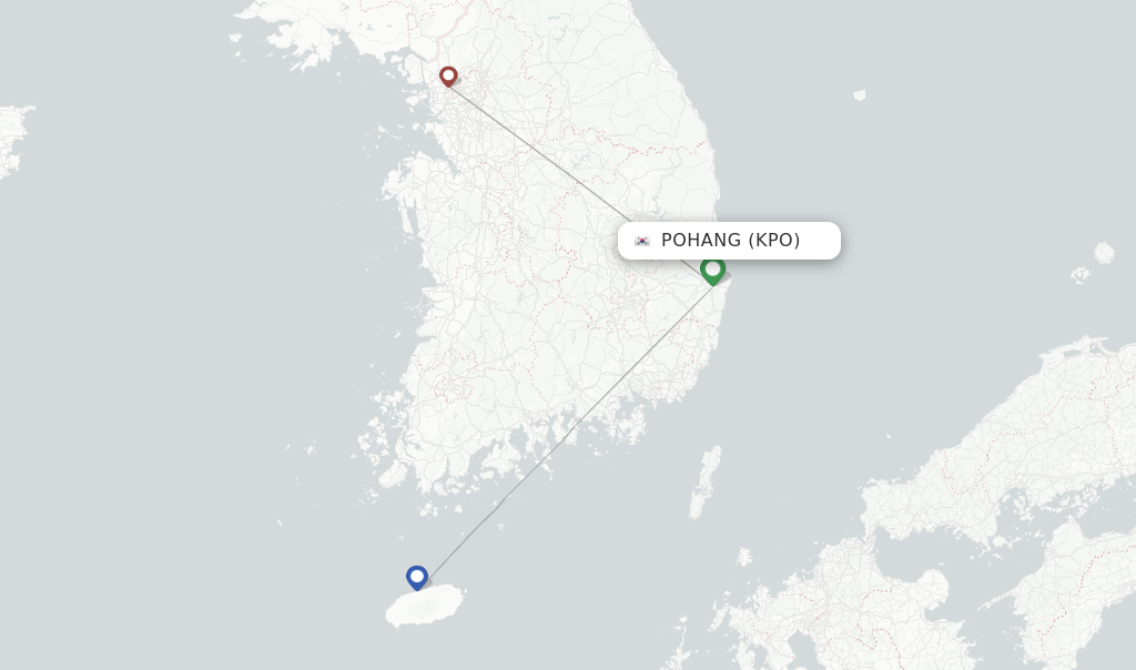 Direct (nonstop) flights from Pohang to Jeju schedules