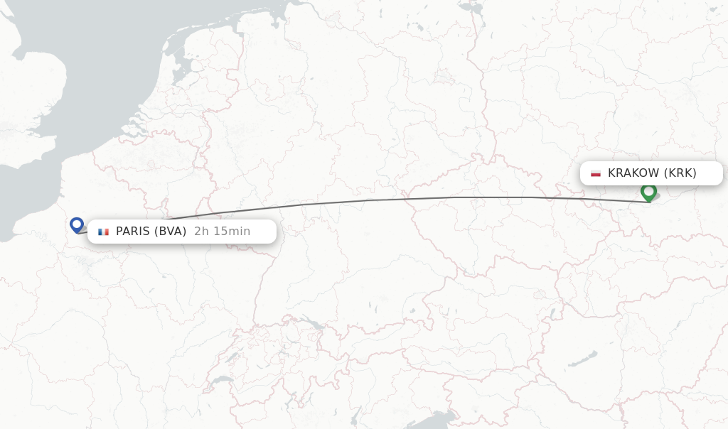 Direct non stop flights from Krakow to Paris schedules