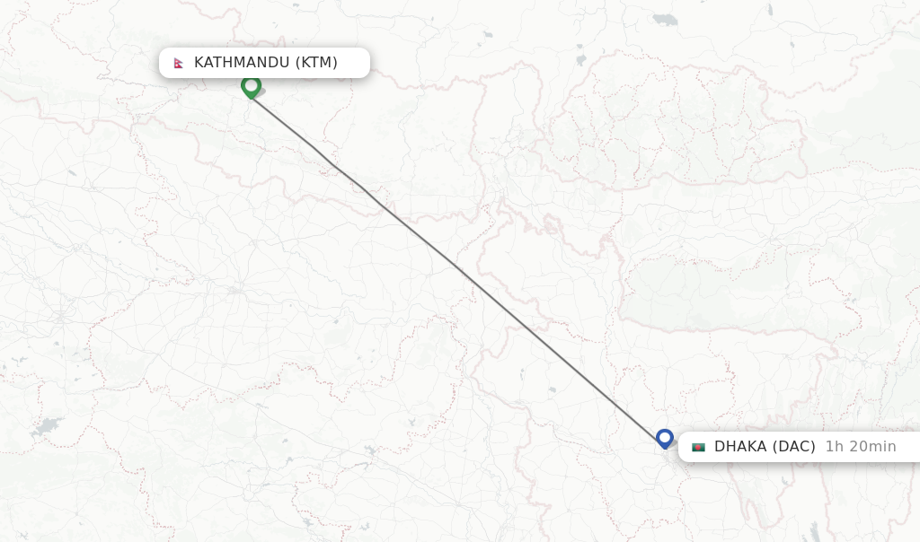 Direct (non-stop) flights from Kathmandu to Dhaka - schedules ...