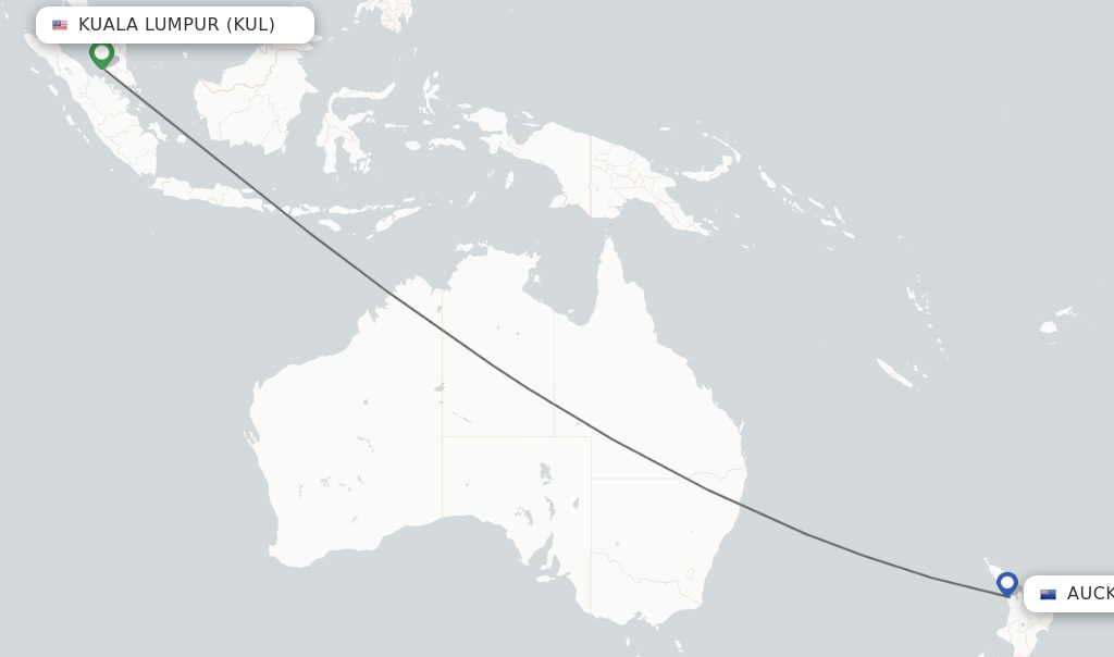 Direct non stop flights from Kuala Lumpur to Auckland