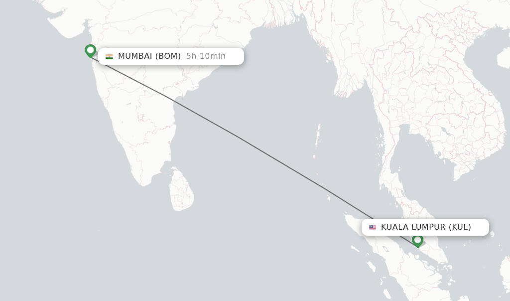 Direct non stop flights from Kuala Lumpur to Mumbai schedules