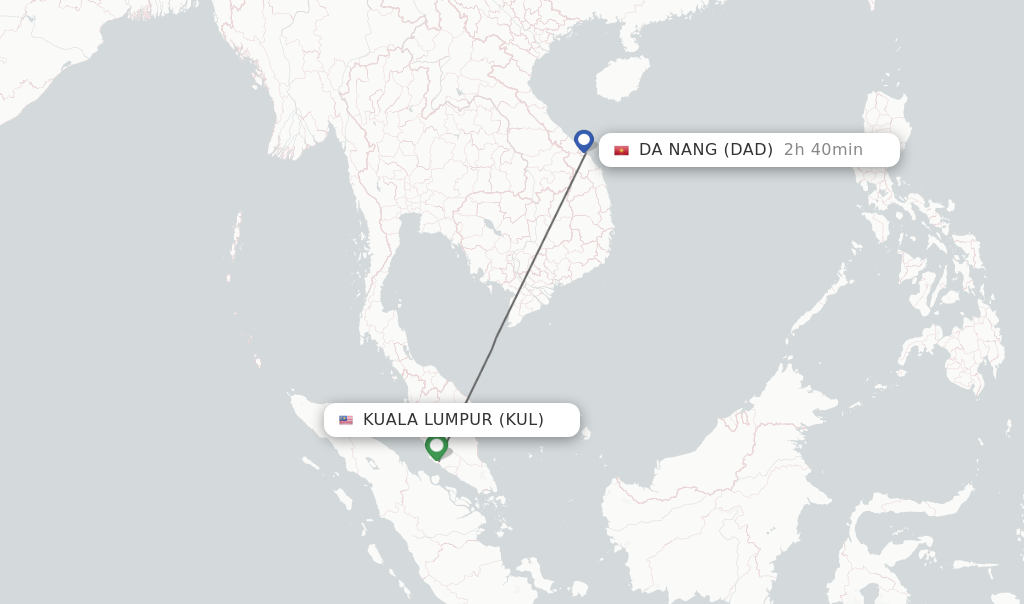 Direct (nonstop) flights from Kuala Lumpur to Da Nang  schedules