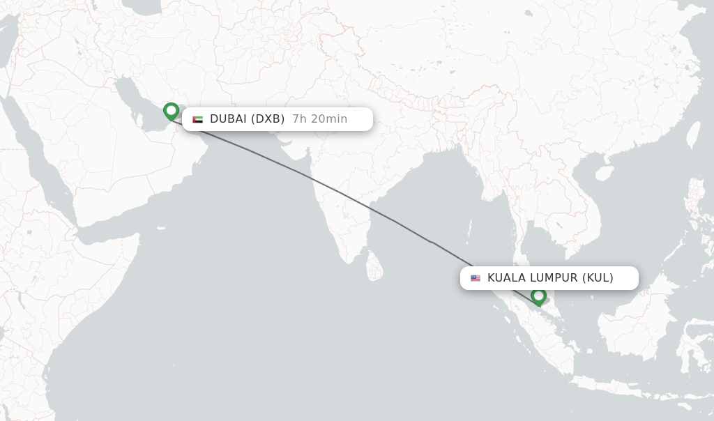 kuala lumpur to dubai flight time