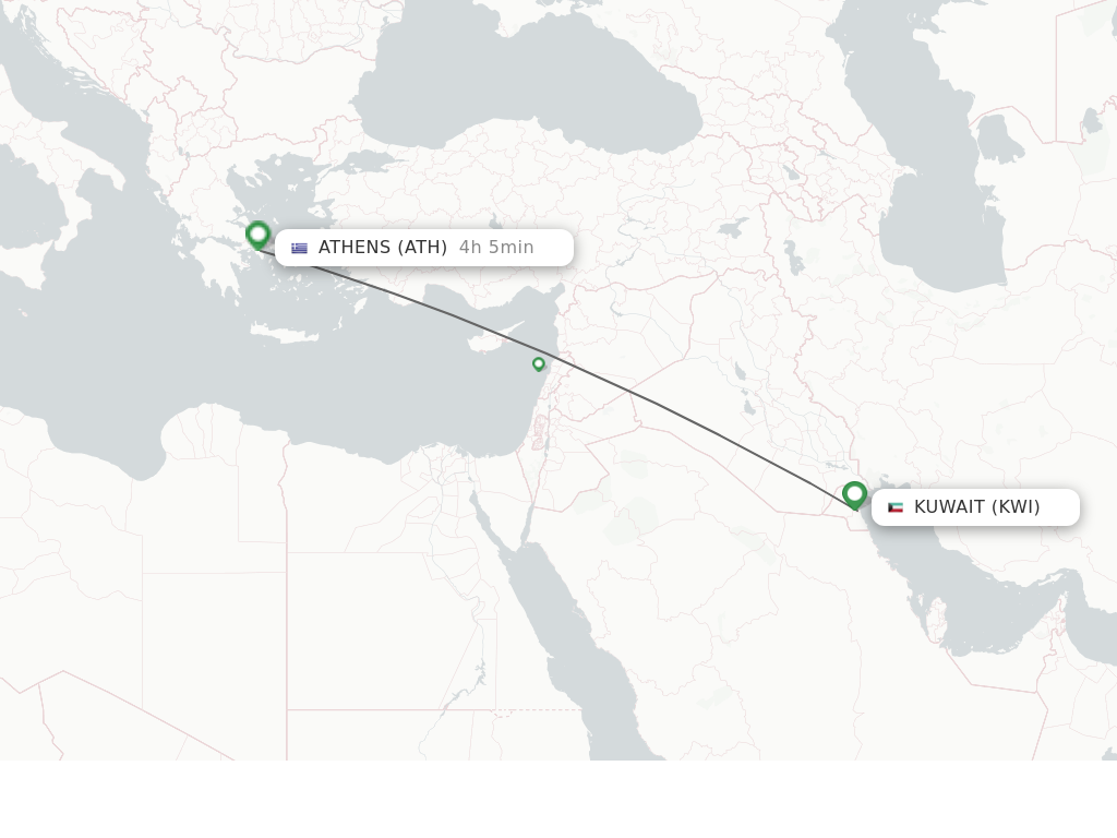 Direct non stop flights from Kuwait to Athens schedules