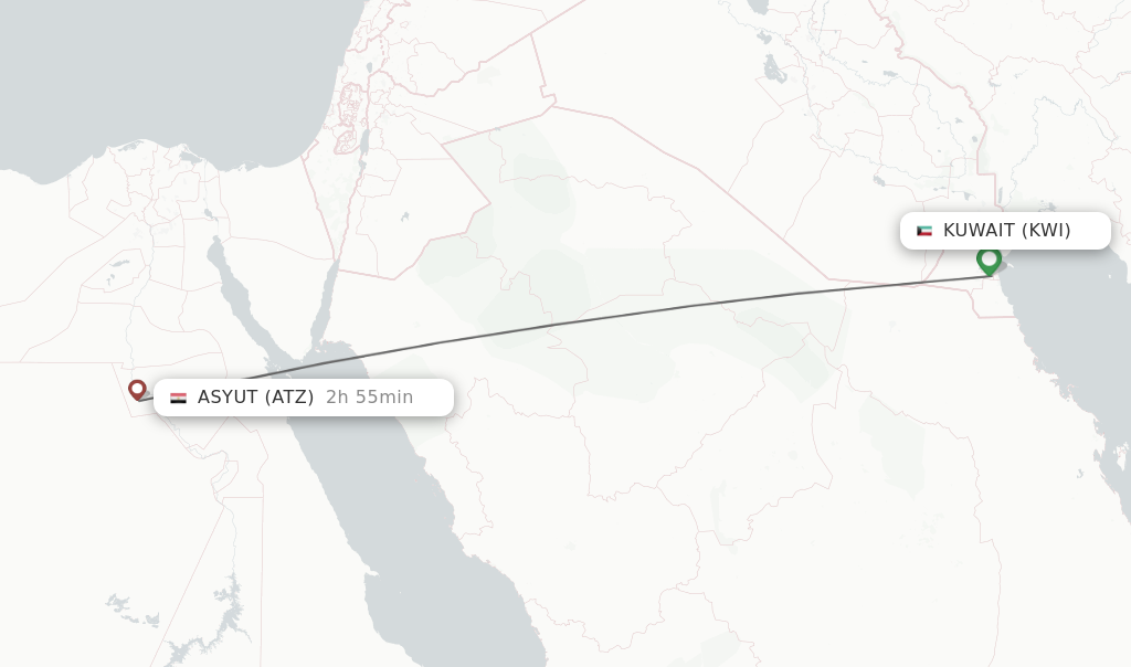 Direct non stop flights from Kuwait to Asyut schedules