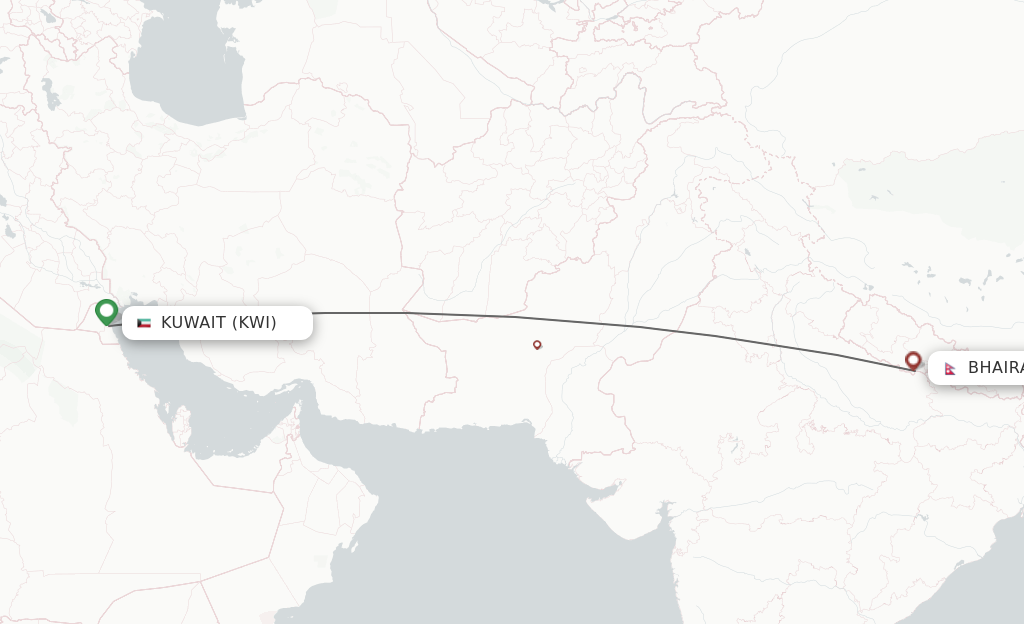 Direct non stop flights from Kuwait to Bhairawa schedules