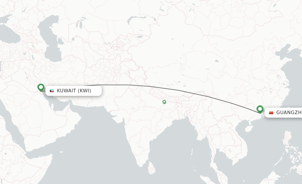 Direct non stop flights from Kuwait to Guangzhou schedules