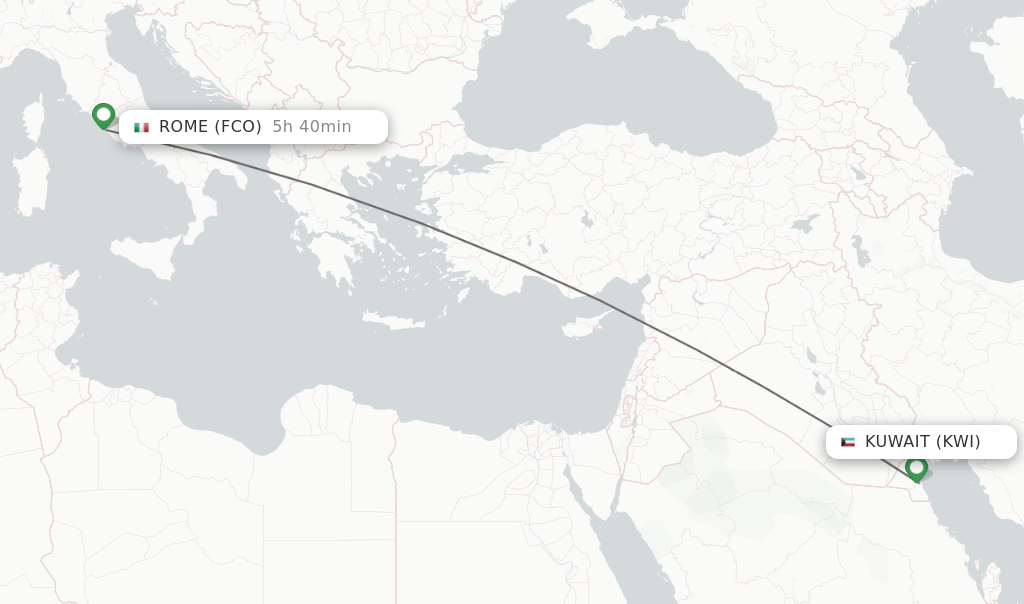 Direct non stop flights from Kuwait to Rome schedules