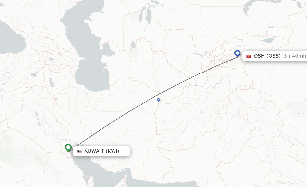 Direct non stop flights from Kuwait to Osh schedules