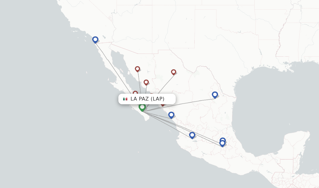 Direct non stop flights from La Paz General Manuel Marquez De