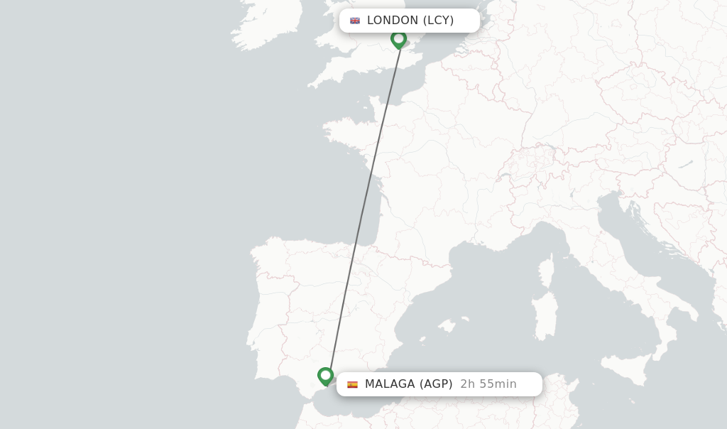 Direct non stop flights from London to Malaga schedules