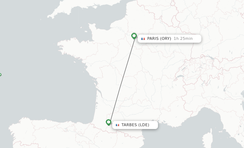 Direct non stop flights from Lourdes to Paris schedules