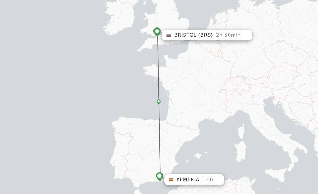 Direct non stop flights from Almeria to Bristol schedules