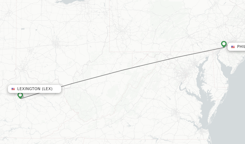 Direct non stop flights from Lexington to Philadelphia