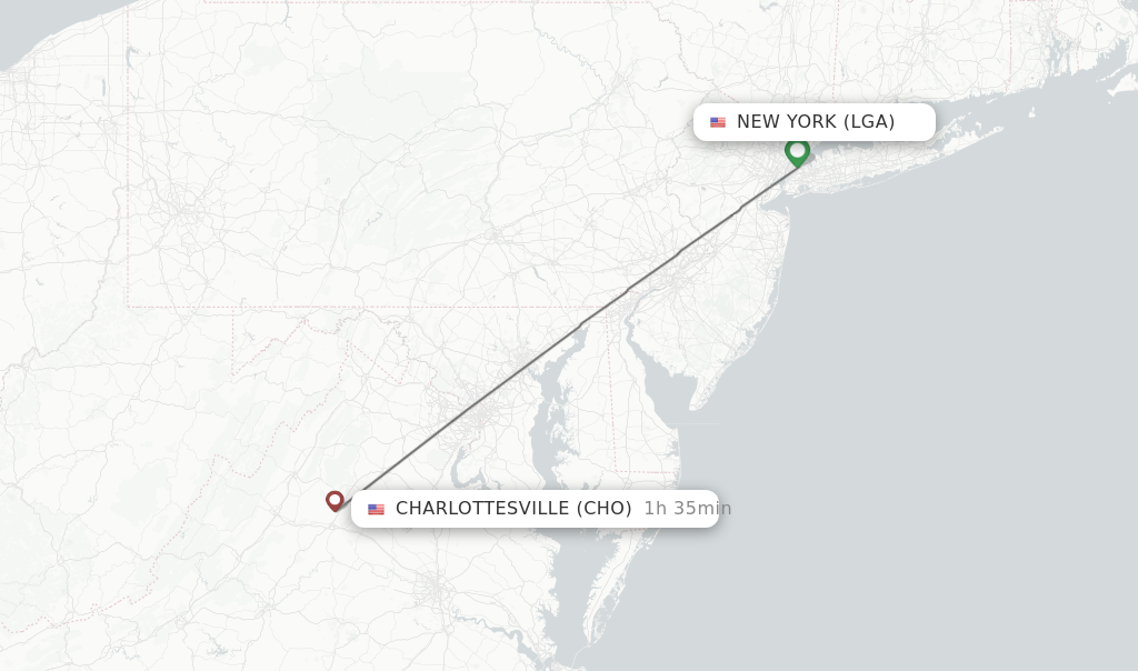 Direct non stop flights from New York to Charlottesville