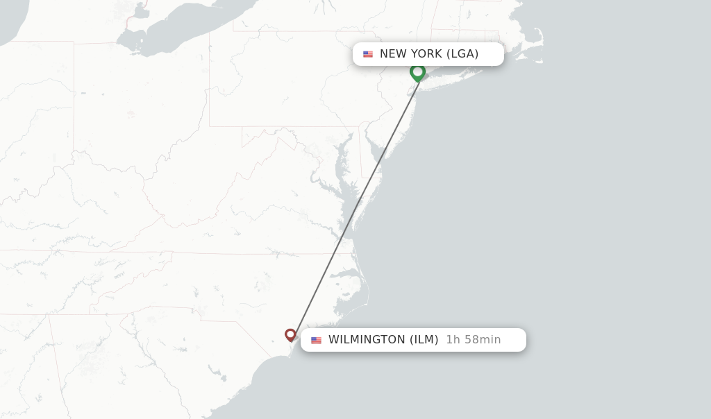 Direct (nonstop) flights from New York to Wilmington schedules