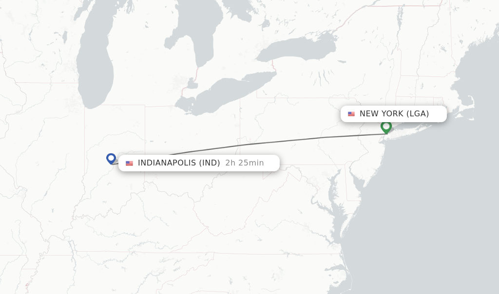 Direct (non-stop) flights from New York to Indianapolis - schedules