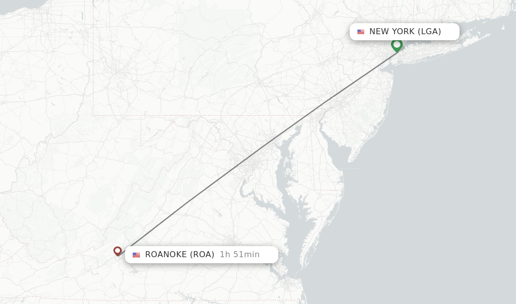 Direct non stop flights from New York to Roanoke schedules