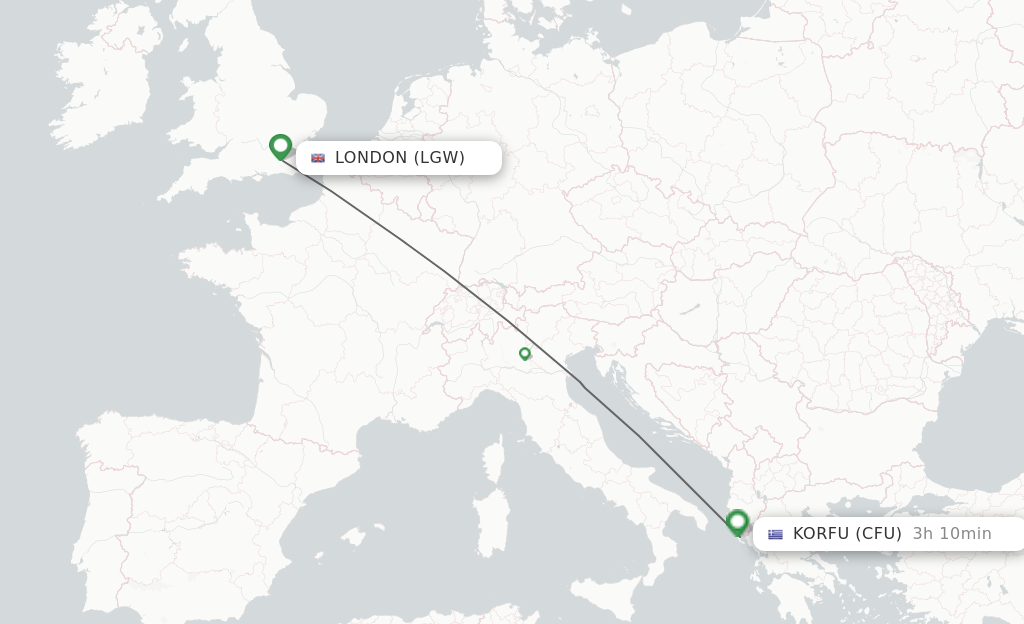 Direct non stop flights from London to Kerkyra schedules