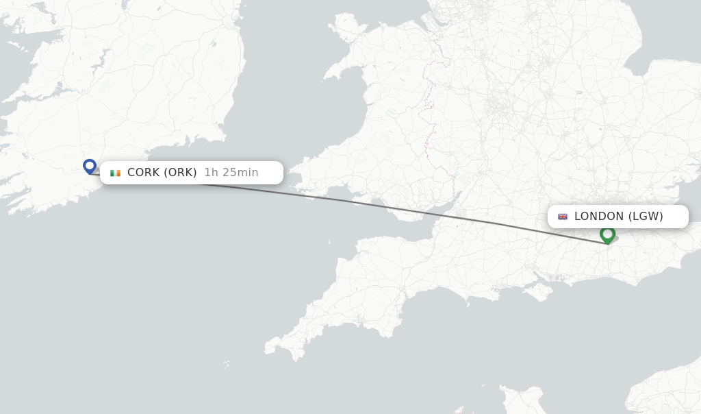 Direct non stop flights from London to Cork schedules