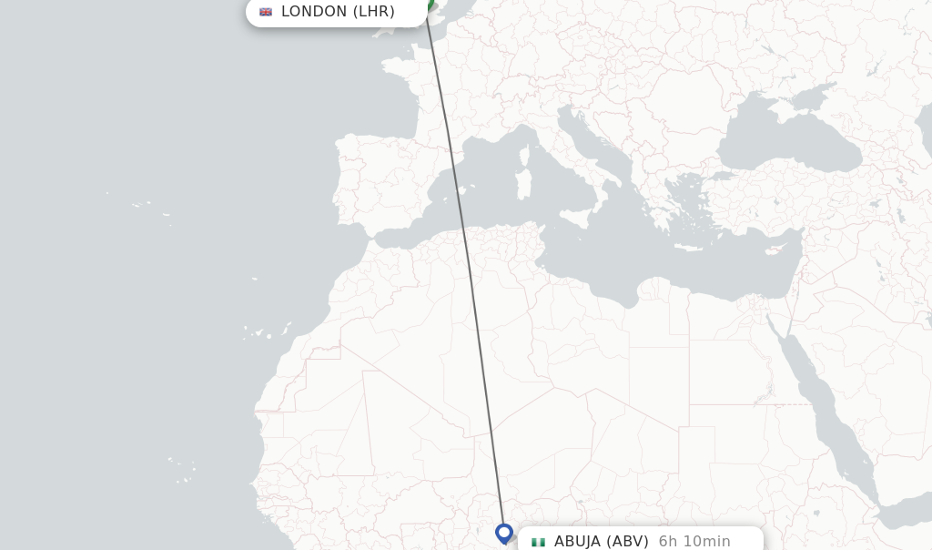 Direct non stop flights from London to Abuja schedules