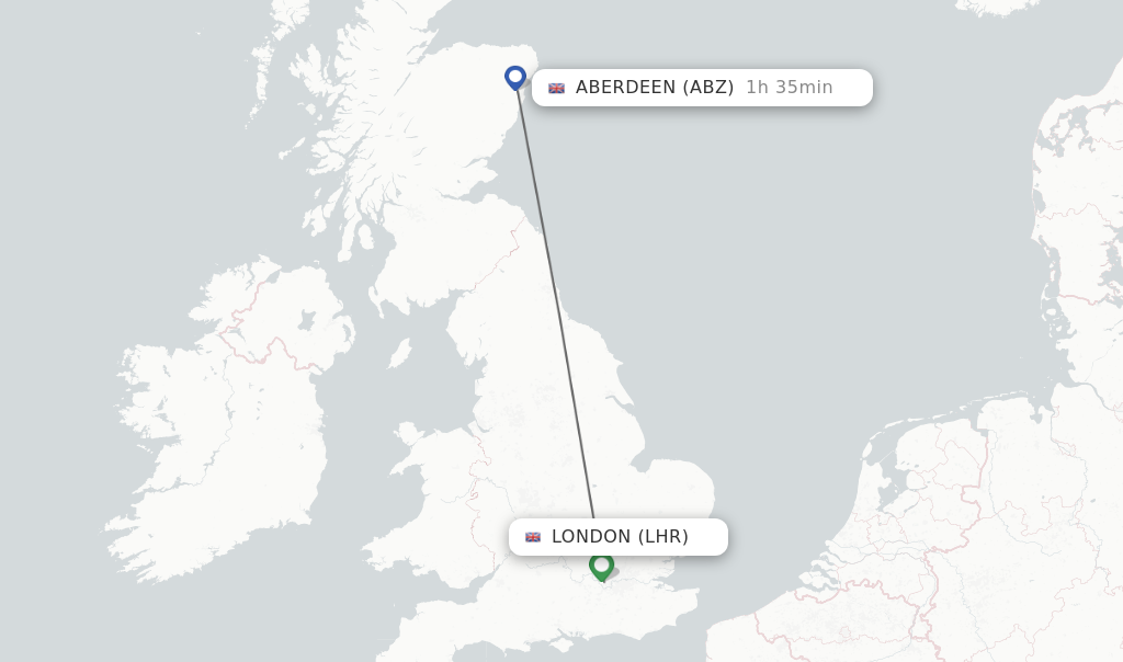 Direct non stop flights from London to Aberdeen schedules