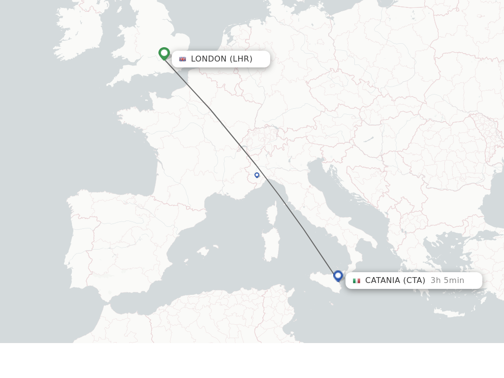 Direct non stop flights from London to Catania schedules