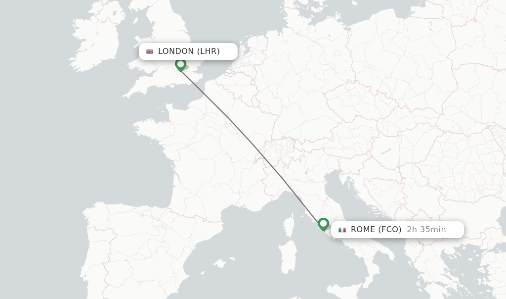 Direct (nonstop) flights from London to Rome schedules