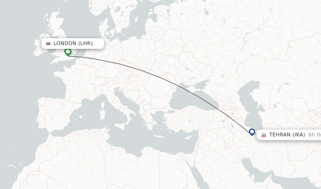 Direct non stop flights from London to Tehran schedules