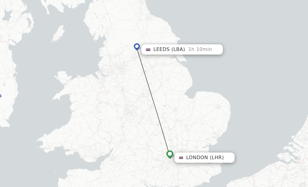 Direct non stop flights from London to Leeds schedules