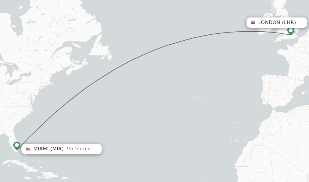 Direct non stop Flights From London To Miami Schedules 