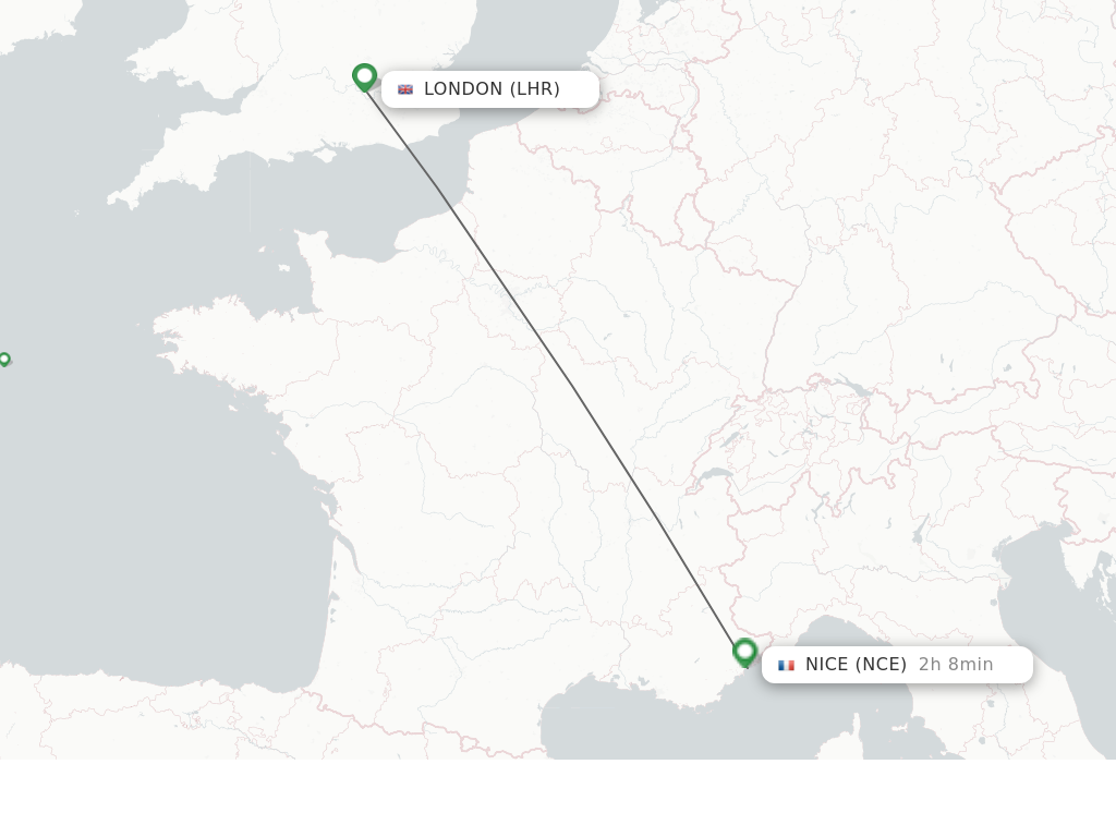 Direct (non-stop) flights from London to Nice - schedules