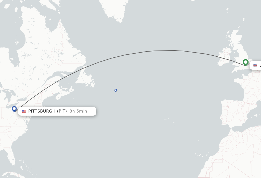 Direct non stop flights from London to Pittsburgh schedules